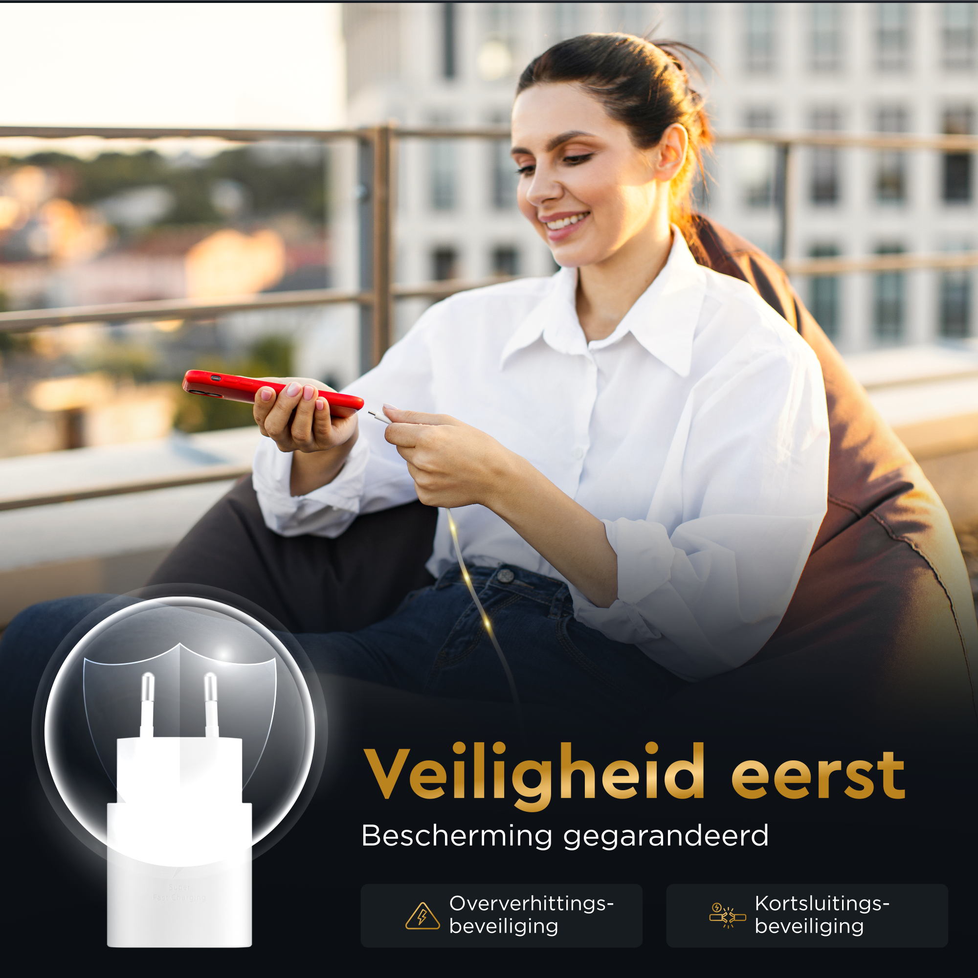 45W snellader voor Samsung en Iphone 15