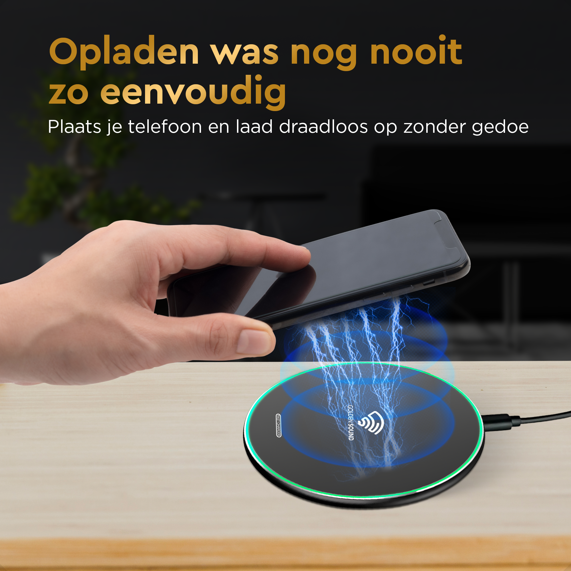 Draadloze oplader 15W - Snellader - Geschikt voor Iphone en Samsung