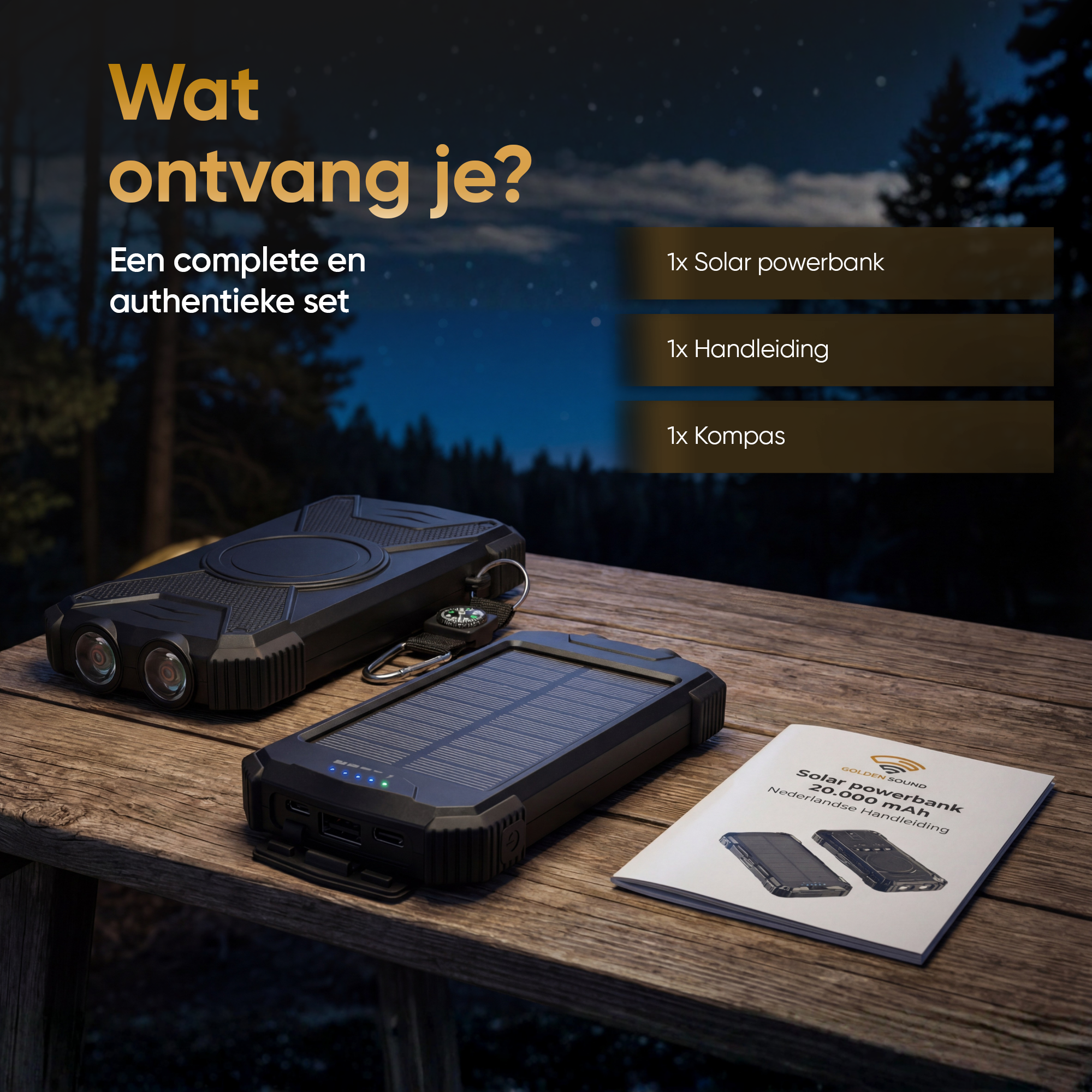 Golden Sound Solar Powerbank 20.000 mAh